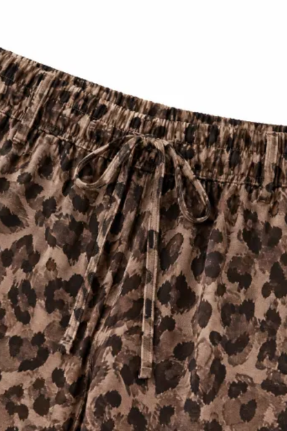 Women Fall Clothing Casual Leopard Color Block 2 Piece Set