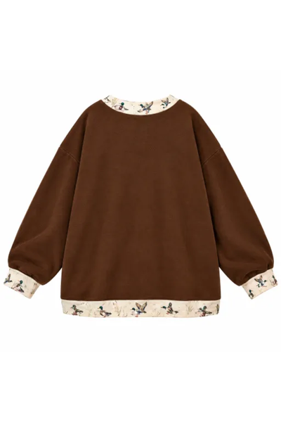 Women Fall Clothing Mallard Contrast Trim Sweatshirt