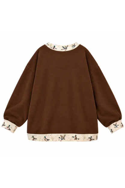 Women Fall Clothing Mallard Contrast Trim Sweatshirt