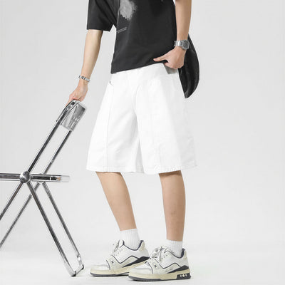 Men's Summer White Loose Wide-Leg Denim Shorts