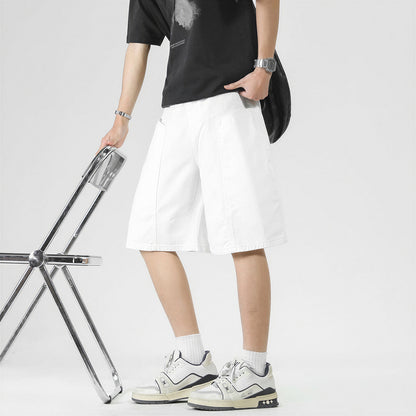 Men's Summer White Loose Wide-Leg Denim Shorts