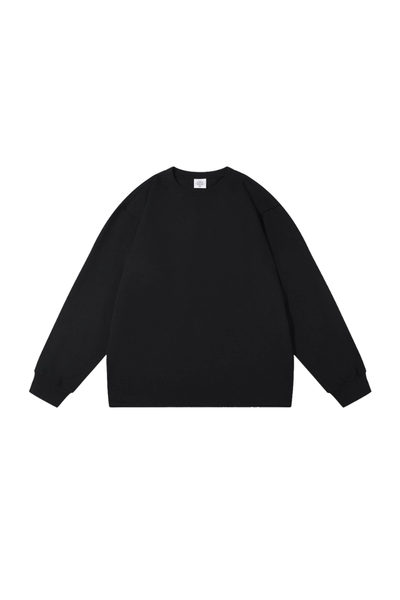Unisex Vintage Raw Hem Loose Drop Shoulder Long Sleeve Tee