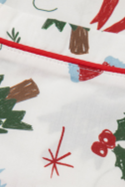 Women's Christmas Collared Bow Tie Two Piece Set