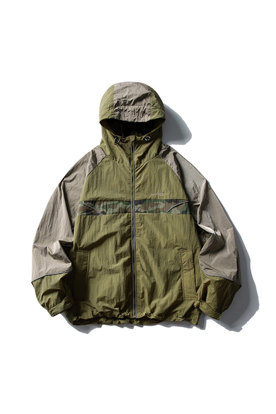 Unisex Retro Colorblock Loose Waterproof Windbreaker Jacket