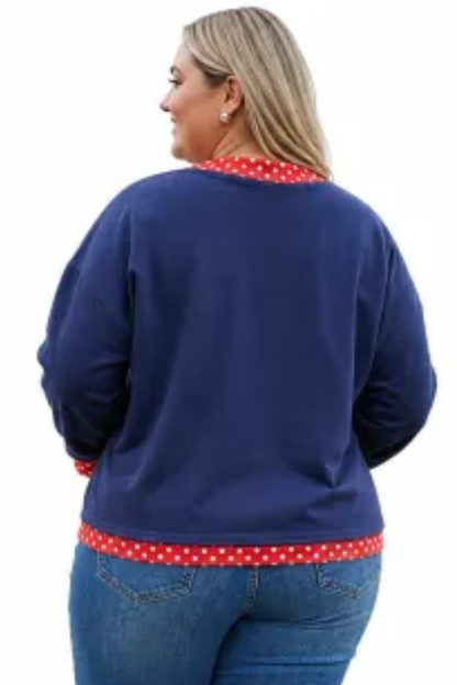 Women Fall Plus Size Contrast Drop Shoulder Sweatshirt