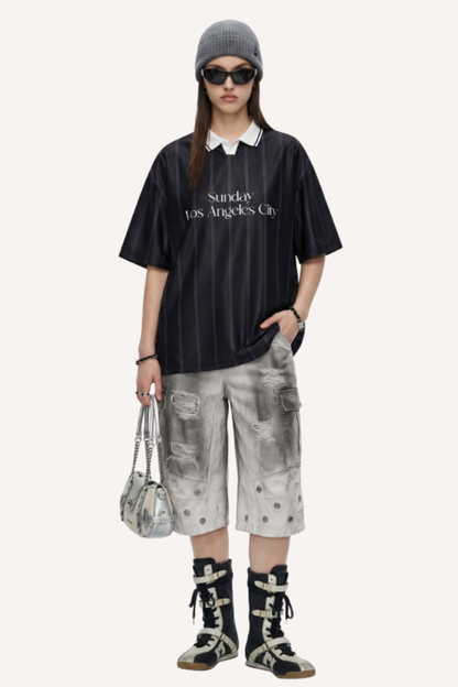 Men's Spring Summer Retro Acetate Stripe Colorblock Polo
