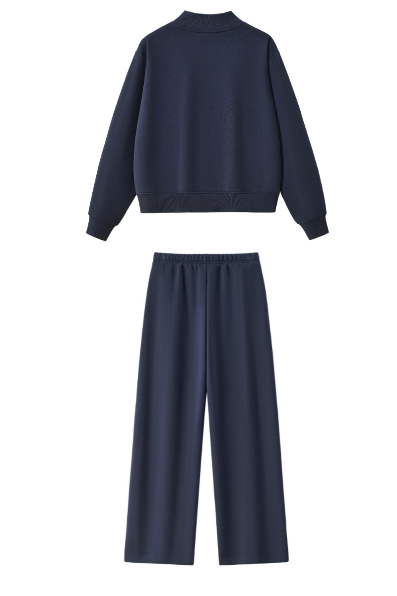 Unisex Fall Mock Neck Sweatshirt Wide Leg Pants Set