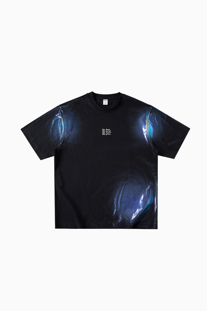 Men's Oversized Solid Cooling Powder Puff Print T-Shirt