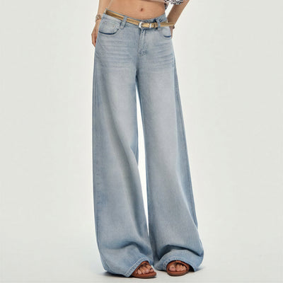 Women's Spring Gradient Washed Ultra Wide-Leg Denim Jeans