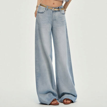 Women's Spring Gradient Washed Ultra Wide-Leg Denim Jeans