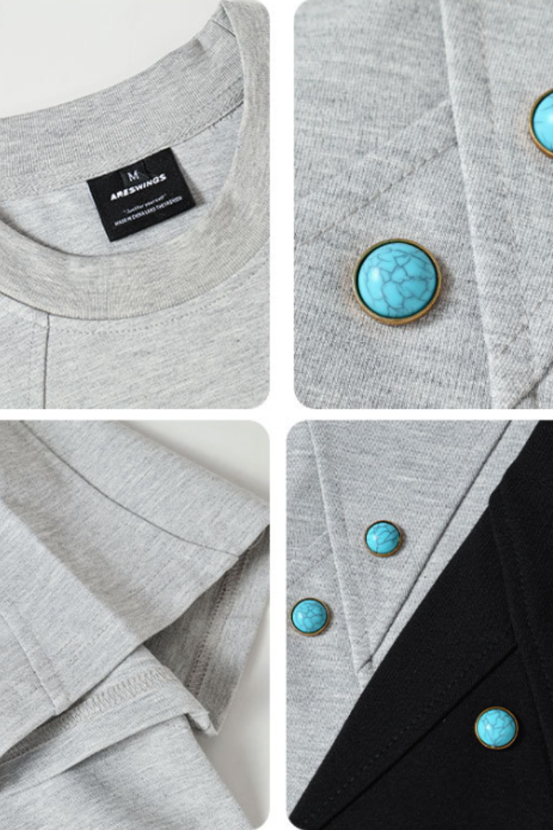 Men's Summer 320g Heavy TurquoiseDiagonalStitch Crewneck Tee