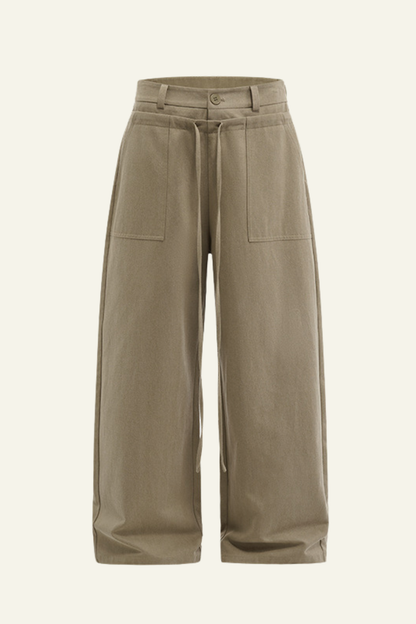 Women's Streetwear Lyocell Double-Waisted Wide Leg Pants