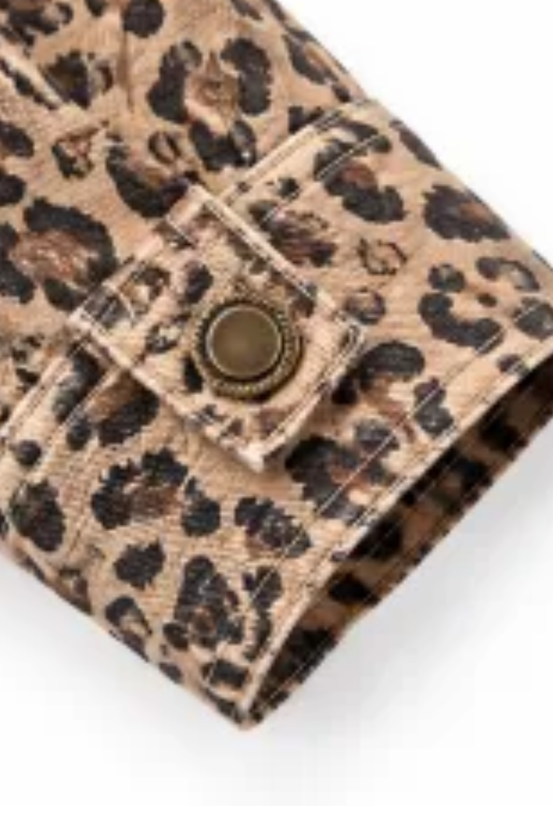 Women Fall Clothing Oversized Leopard Print Shirt Jacket