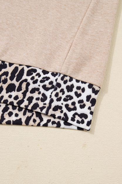 Women Fall Clothing Plus Size Leopard Trim V Neck Top