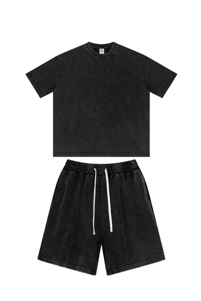 Men's Summer American Street Bright Washed Tee & Shorts Set