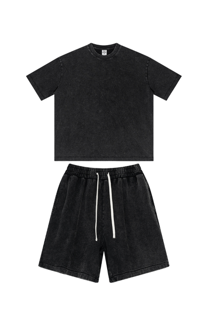 Men's Summer American Street Bright Washed Tee & Shorts Set