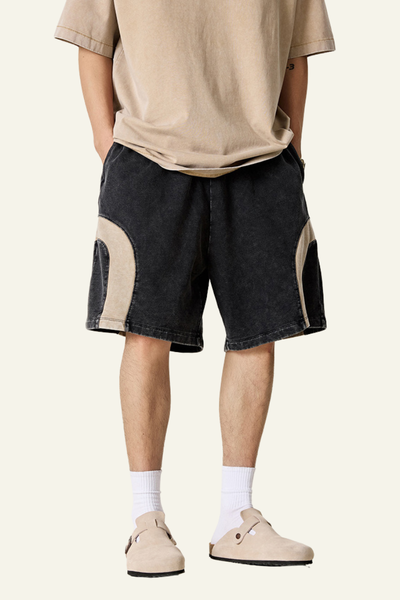 Men's Cotton Streetwear Color Block Shorts.
