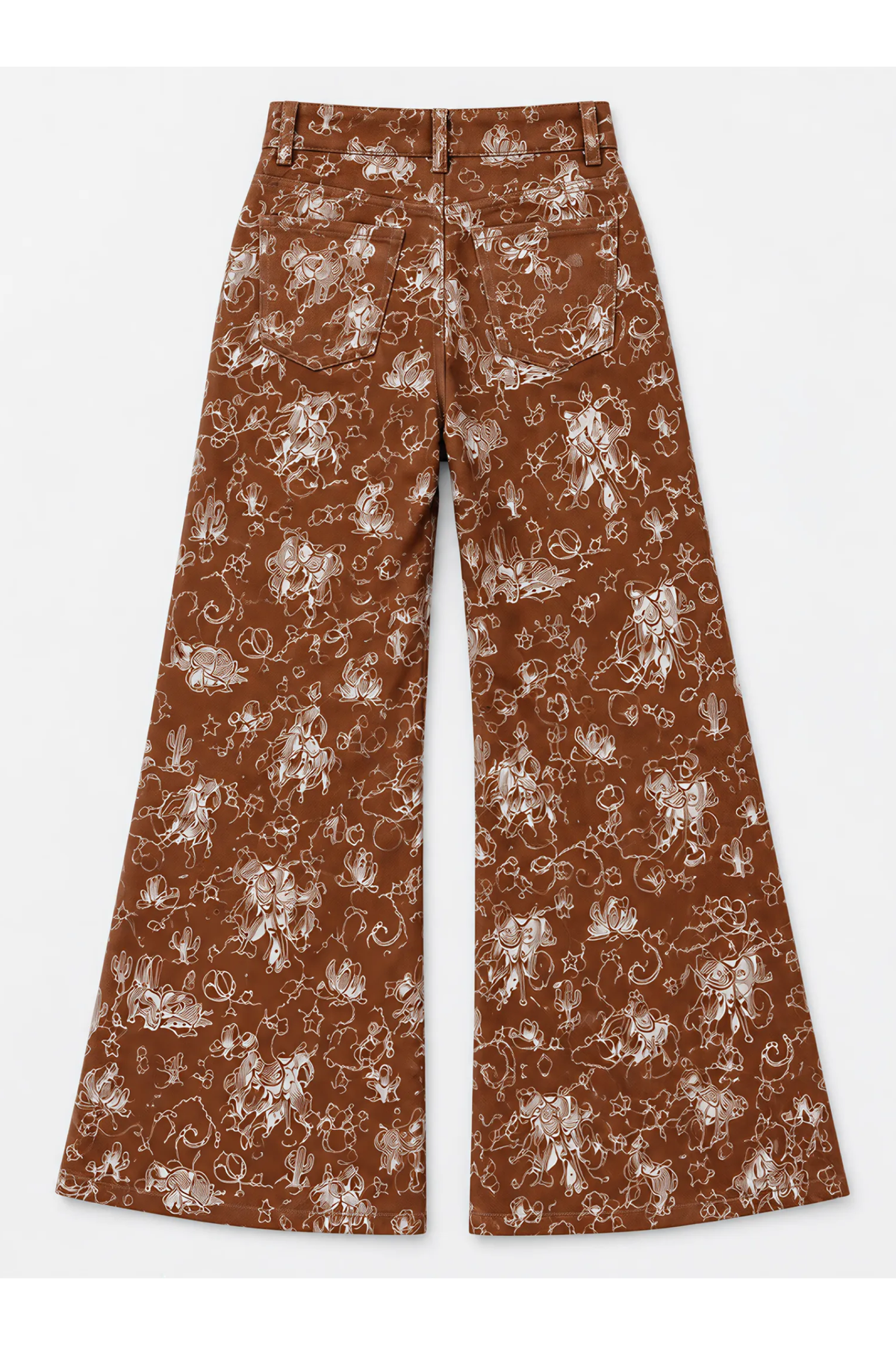 Women's Color Block Print High Waist Quilted Straight Jeans
