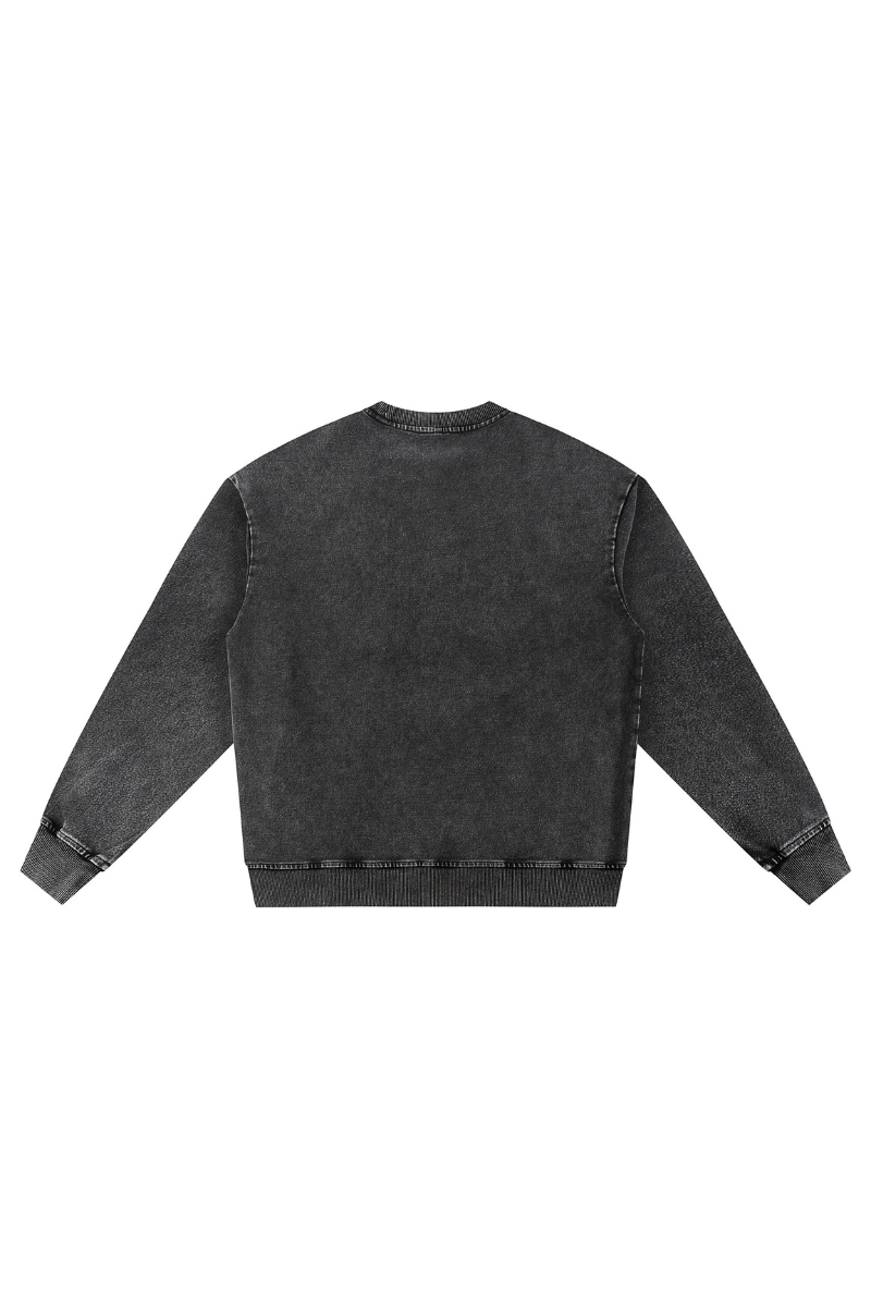 Men Fall Clothing Heavy Knit Denim Washed Sweatshirt