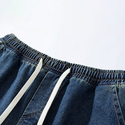 Men's Summer Light Wash Carpenter Baggy Denim Shorts