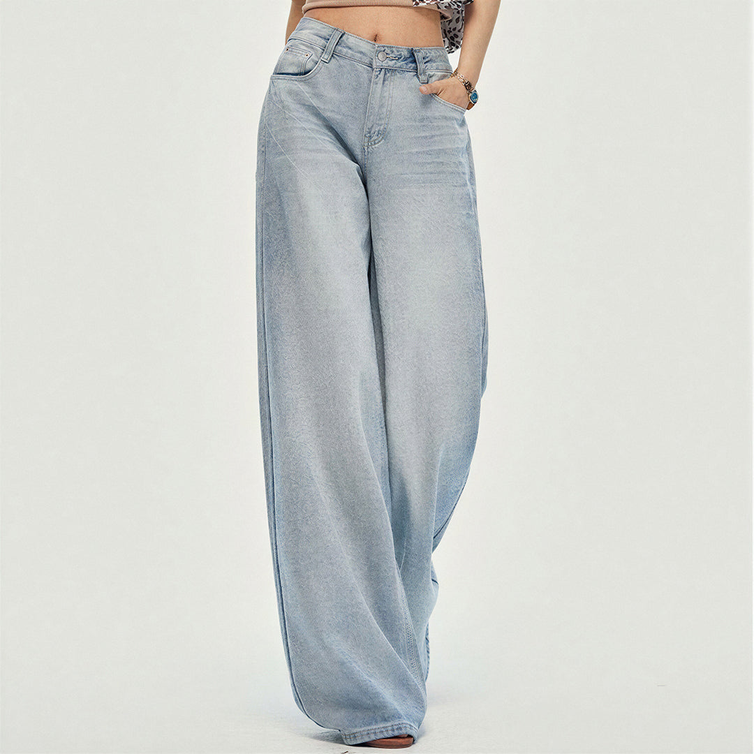Women's Spring Gradient Washed Ultra Wide-Leg Denim Jeans