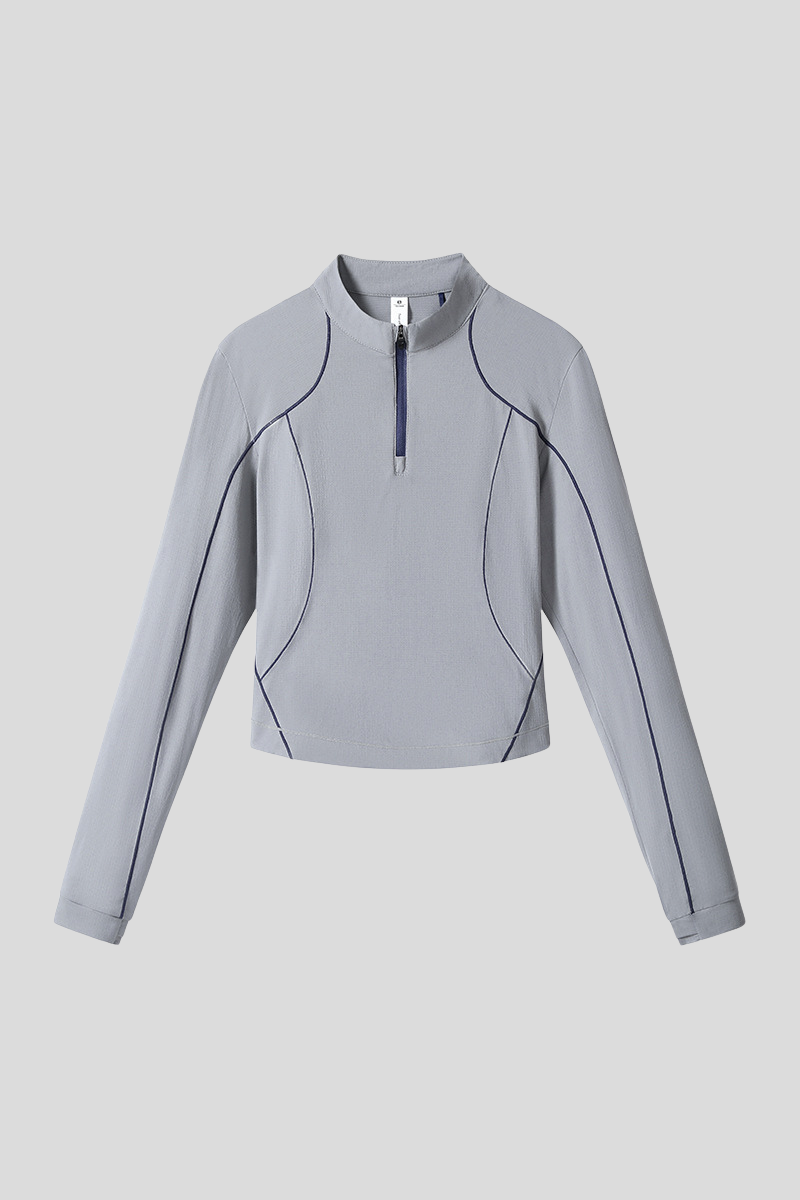Women's Outdoor Run Quick Dry Long Sleeve Crop Zip Top
