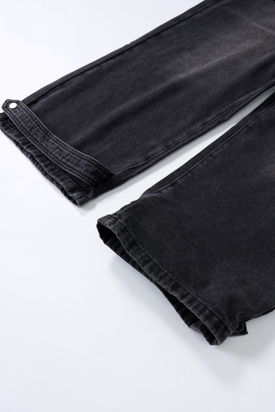 Men's Spring Summer Washed Pocket Rhinestone Wide Leg Jeans