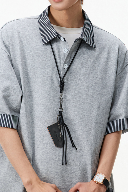 Men's Summer Cuff Contrast Mock Layer Miu Polo