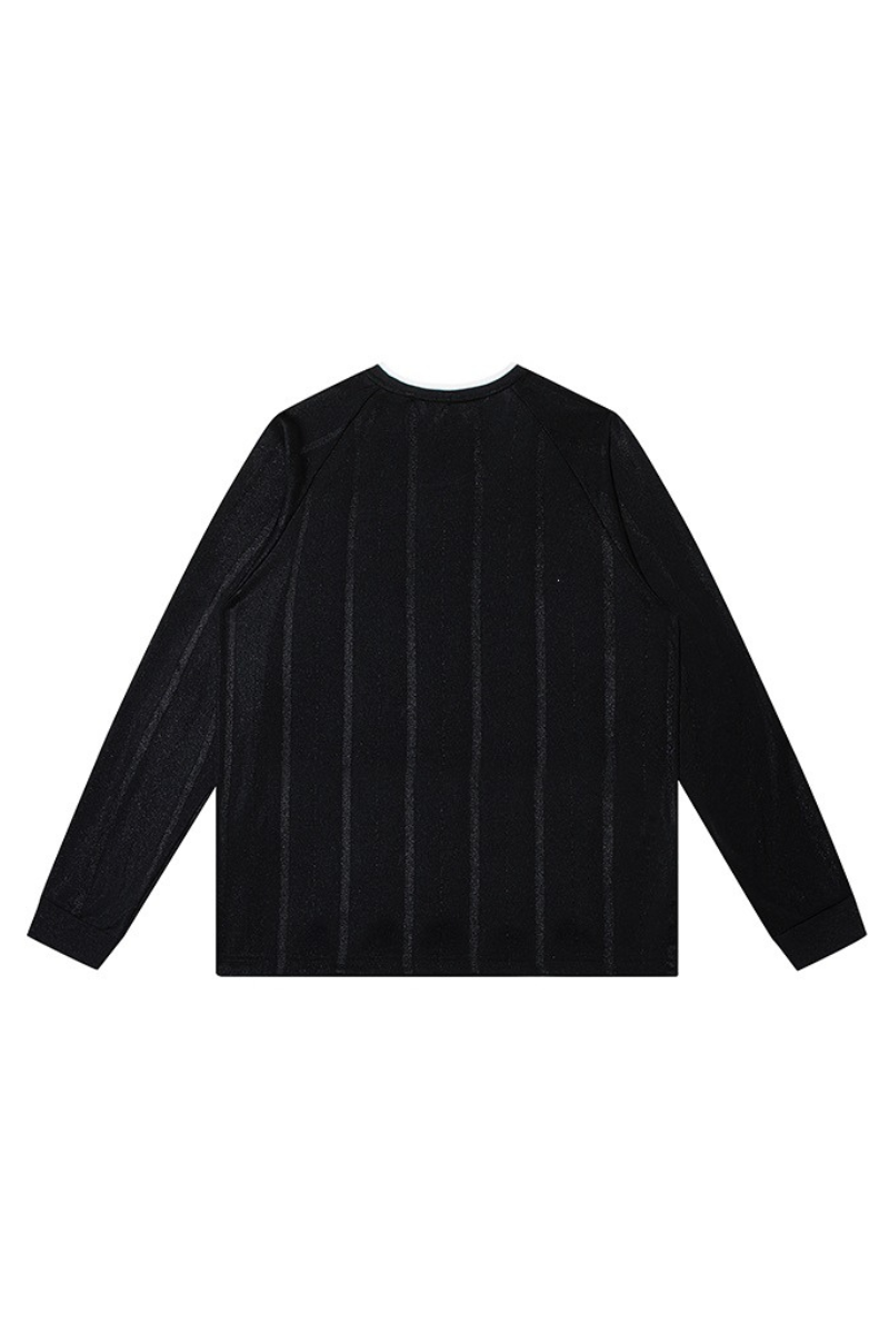 Men Spring Triacetate V Neck Contrast Athletic Long Sleeve