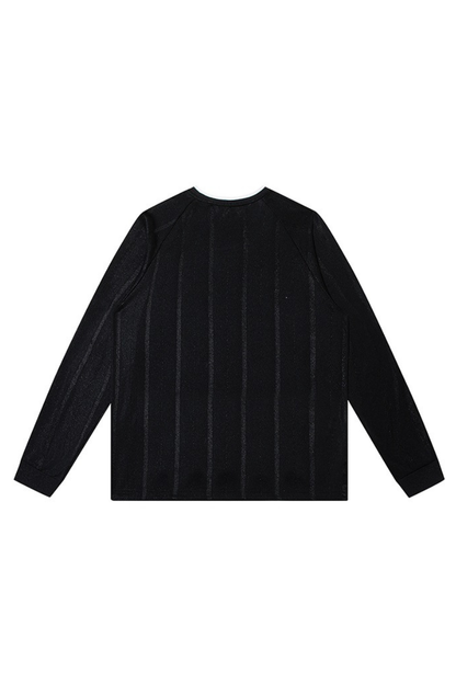 Men Spring Triacetate V Neck Contrast Athletic Long Sleeve