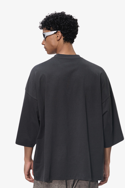 Men's Retro Cotton Drop-Shoulder Solid T-shirt