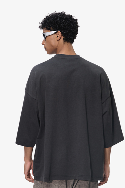 Men's Retro Cotton Drop-Shoulder Solid T-shirt