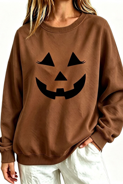 Women Fall Clothing Halloween Pumpkin Face Sweatshirt
