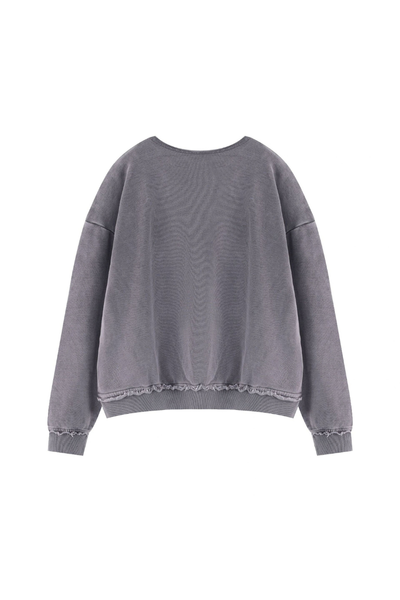 Women Fall Clothing 360G Raw Edge Cropped Pocket Sweatshirt