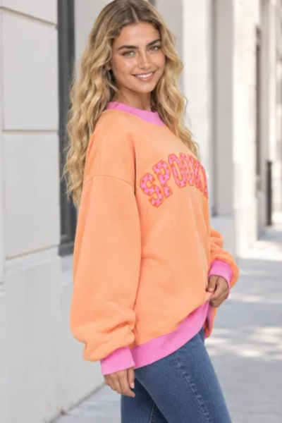 Women Fall Clothing Oversized Color Block Sweatshirt