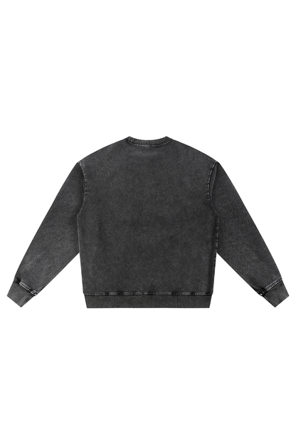 Women Fall Clothing Heavy Knit Denim Washed Sweatshirt