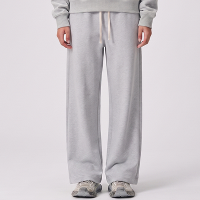 Unisex Spring Cotton Wide-Leg Drawstring Pocket Sweatpants