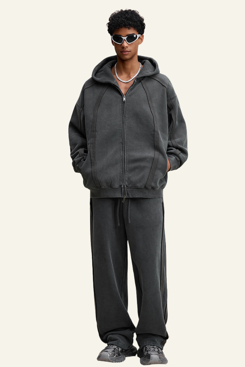 Men's Streetwear Retro Set:Jacket & Straight Leg Pants