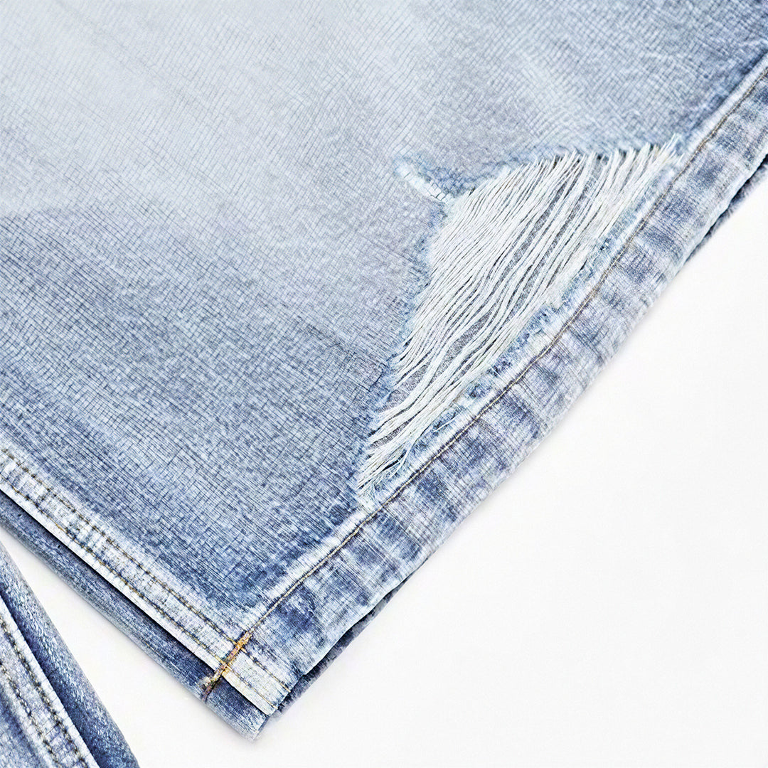 Men's Summer Cat Whisker Ripped Wide-Leg Denim Shorts