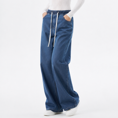Women's Drawstring Waist Wide Leg Jeans