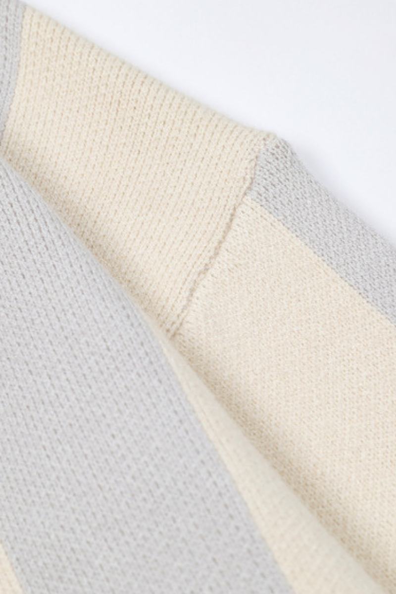 Men's Fall Vertical-Stripe Colorblock Polo Knit Sweater