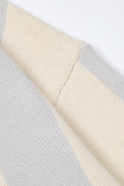 Men's Fall Vertical-Stripe Colorblock Polo Knit Sweater