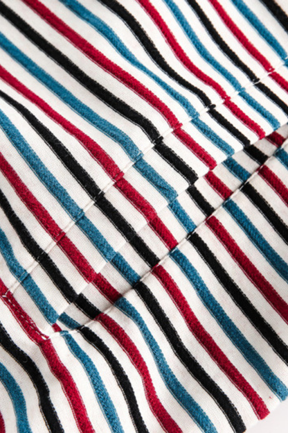 Women Fall Colorful Stripe Stand Collar Zip Up Jacket