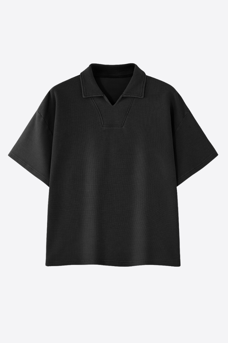 Men's 290g Heavy Waffle Snow Wash V-Neck Polo