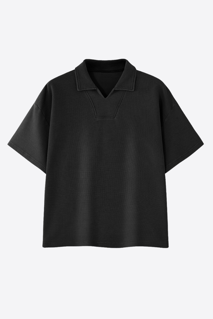 Men's 290g Heavy Waffle Snow Wash V-Neck Polo