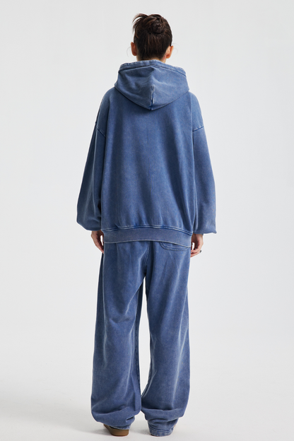 Men's Cotton Streetwear Set:Full Zipper Hooded Jacket  And Sweatpants