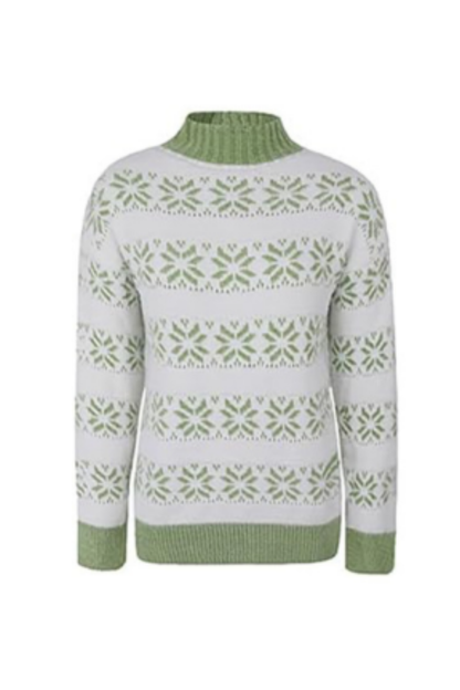 Women's Fall Christmas Snowflake Mock Neck Knit Sweater