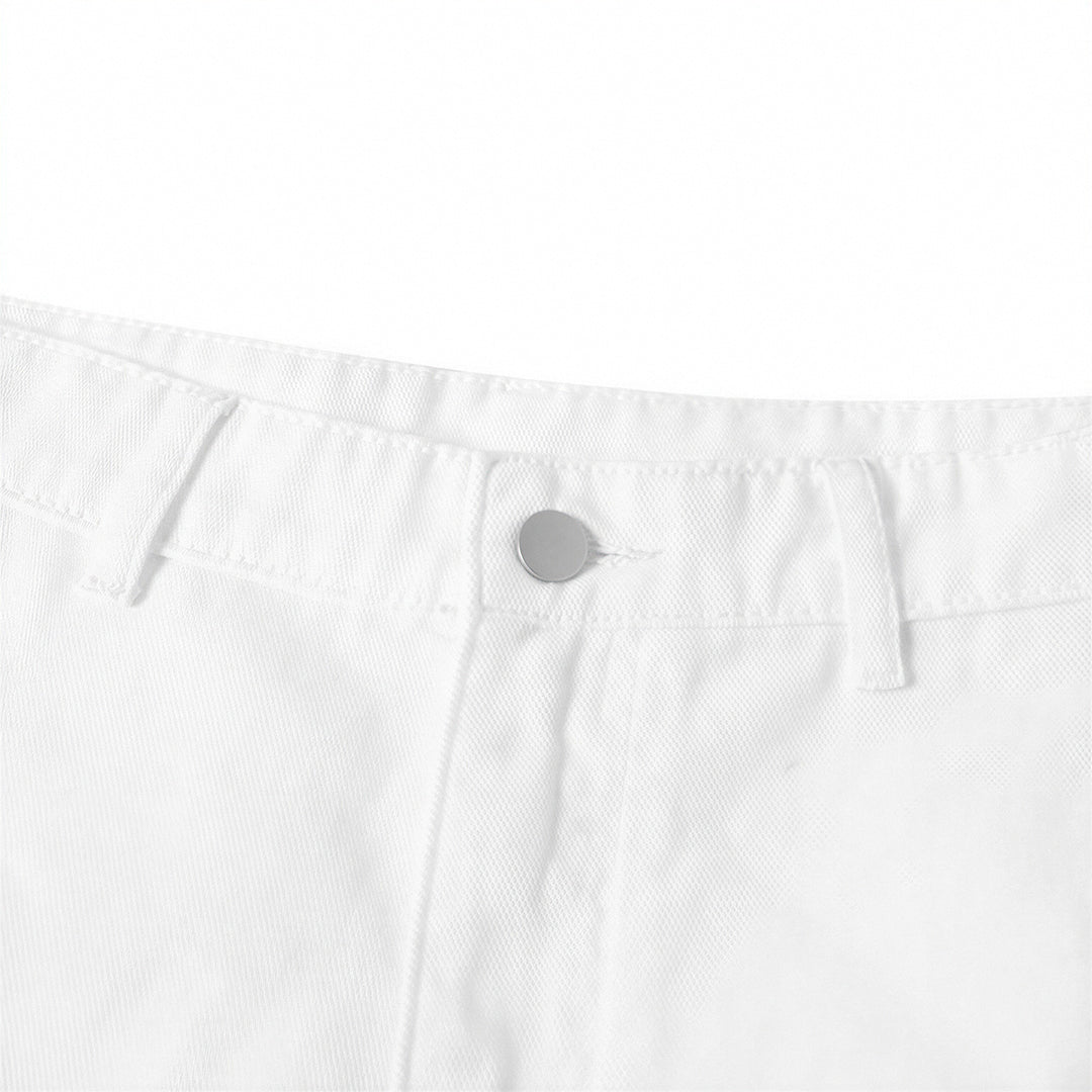 Men's Summer White Loose Wide-Leg Denim Shorts