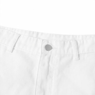Men's Summer White Loose Wide-Leg Denim Shorts