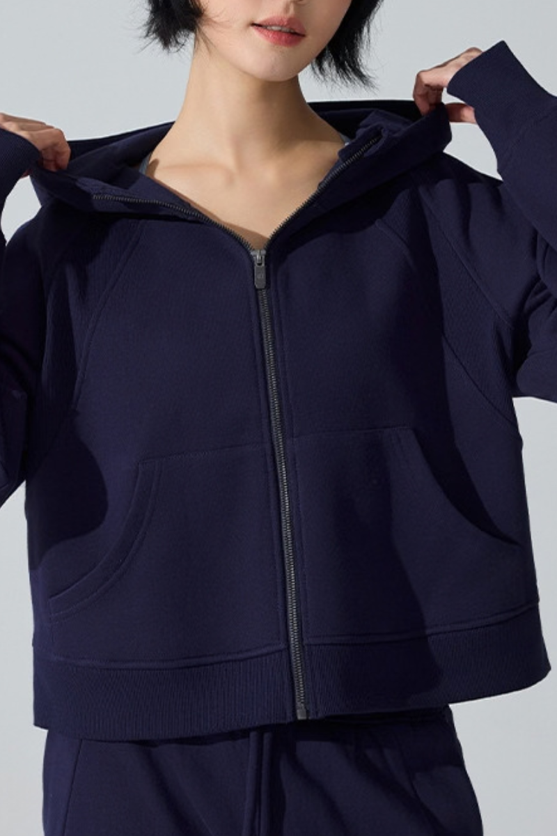 Women Fall Clothing Cozy Thermal Fleece Hooded Zip Jacket